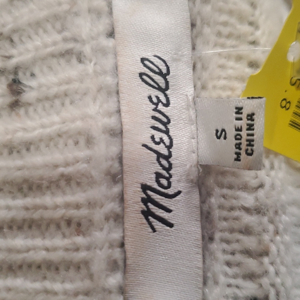 Women Madewell Speckled Ribbed Pullover Sweater | Crewneck Textured Knit | Small - Picture 5 of 6